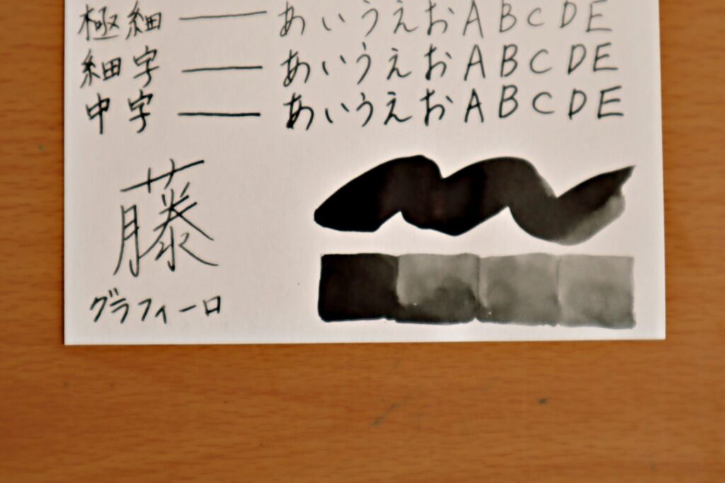 『呉竹 ink-Cafe アール・ヌーボーカラーインク・コンクリートグレイ』で、グラフィーロに筆で塗った部分